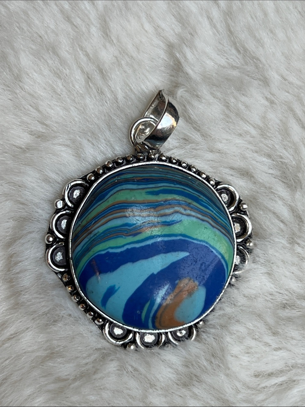 Rainbow Calsilica Synthetic Gemstone Pendant